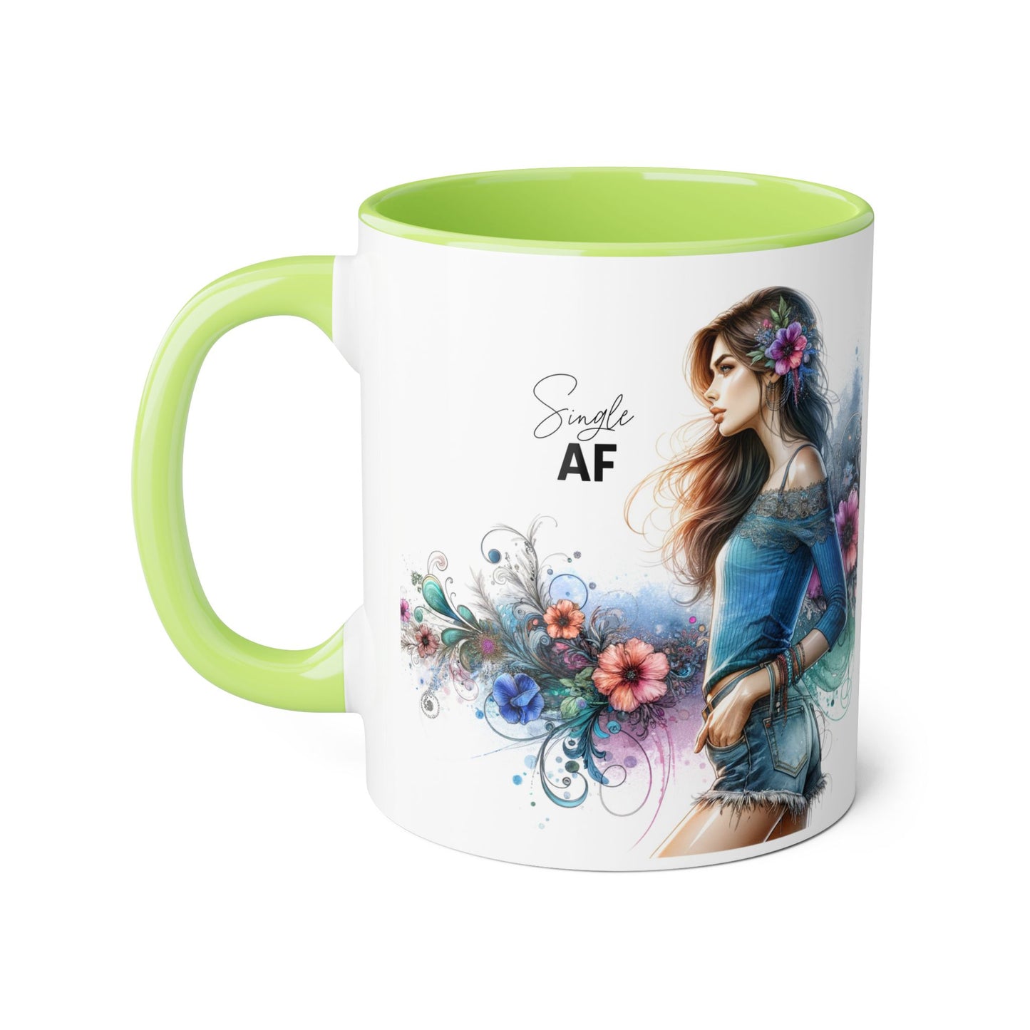 Vibrant Accent Mug - Perfect Gift for Singles, Fun Coffee Cup, Floral Artwork, Sassy Home Decor, Unique Birthday Present