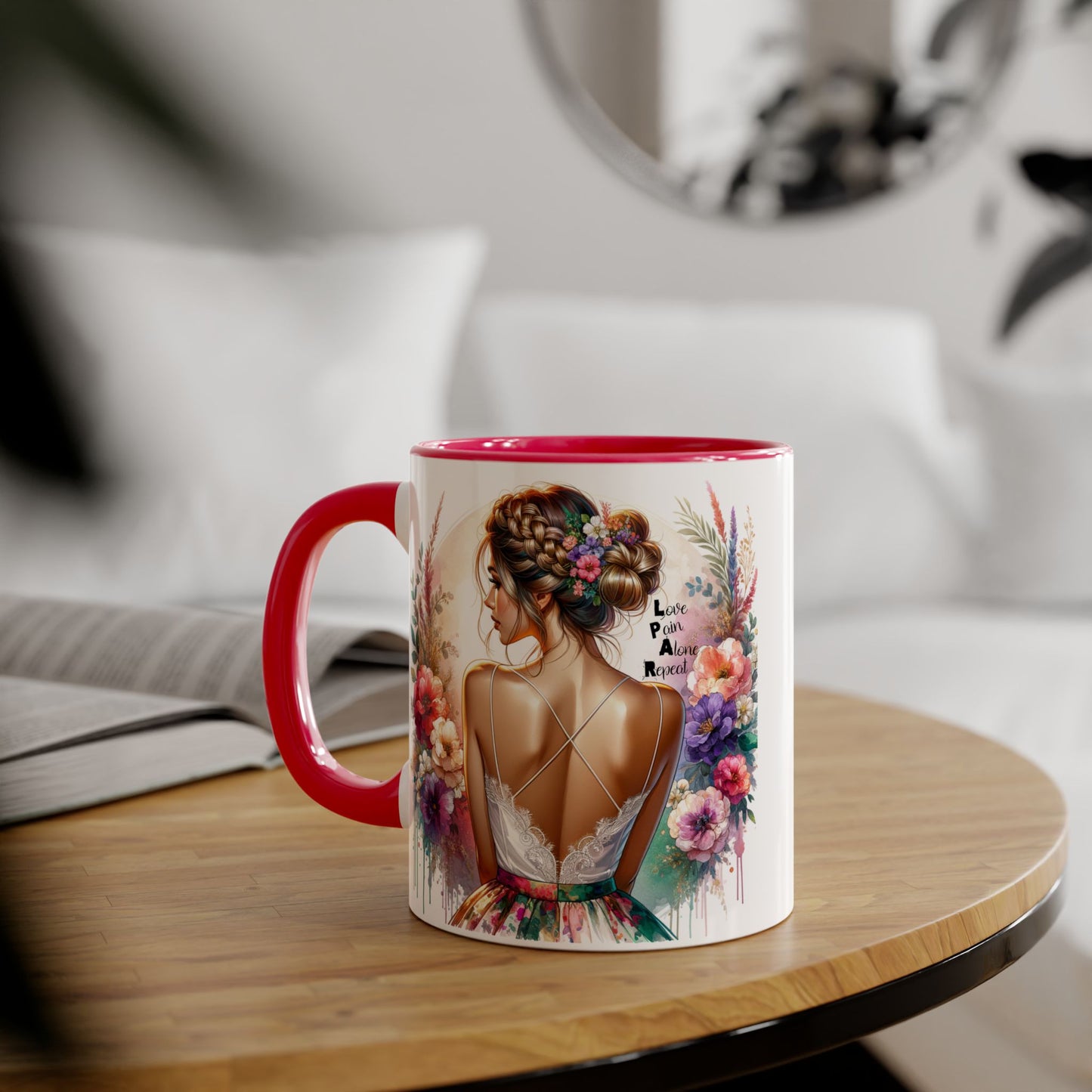 Floral Latte Mug, Inspirational Coffee Cup, Boho Style Mug, Gift for Her, Art Print Mug, Relaxing Beverage Mug