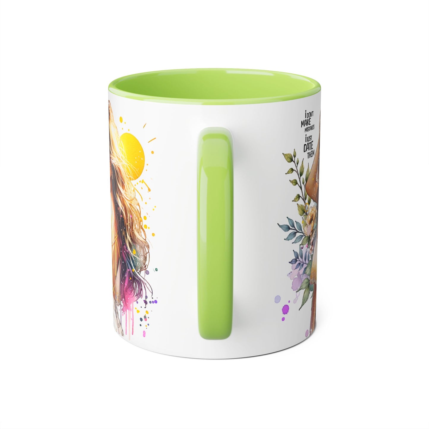 I Don't Make Mistakes, I Date Them Bohemian Floral Accent Mug, Inspirational Coffee Cup, Gift for Her, Art Coffee Mug, Unique Tea Mug, Home Decor