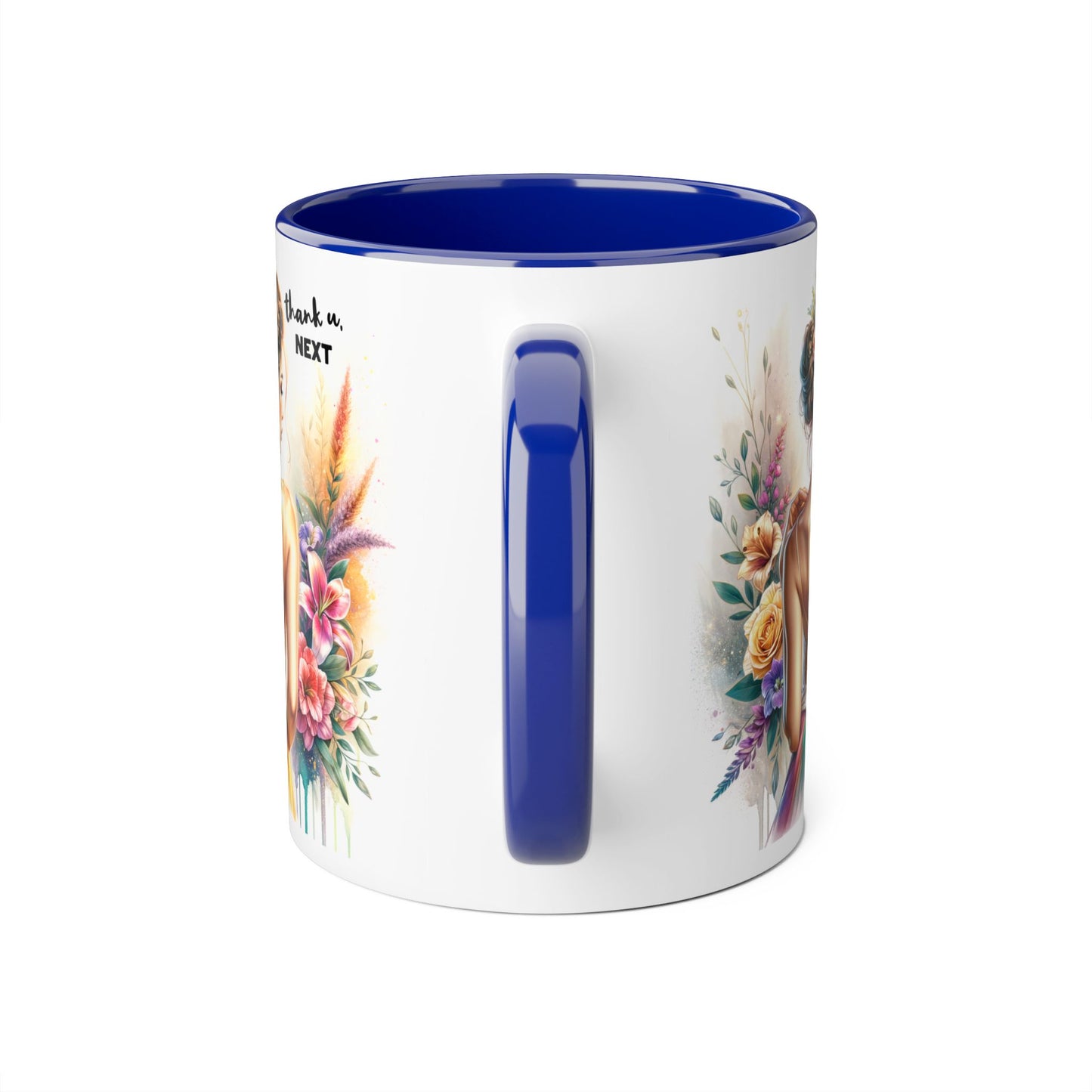 Thank U, Next Floral Artwork Accent Mug, Thank U Next Coffee Mug, Gift for Her, Floral Style Drinkware, Unique Home Decor