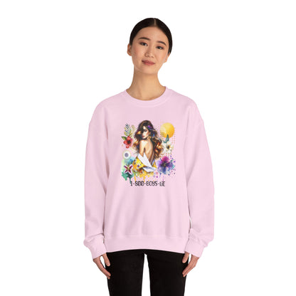 1-800-Boys-Lie Bohemian Floral Crewneck Sweatshirt, Trendy Oversized Sweater, Unique Gift for Her, Cozy Fall Apparel, Birthday & Casual Wear