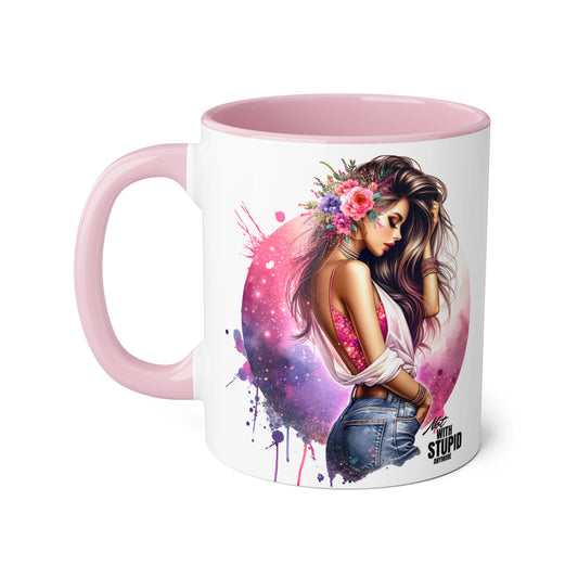 Not With Stupid Anymore Humoristic Artistic Accent Mug - Unique Drinkware for Art Lovers, Perfect Gift for Birthdays, Holidays, or Just Because