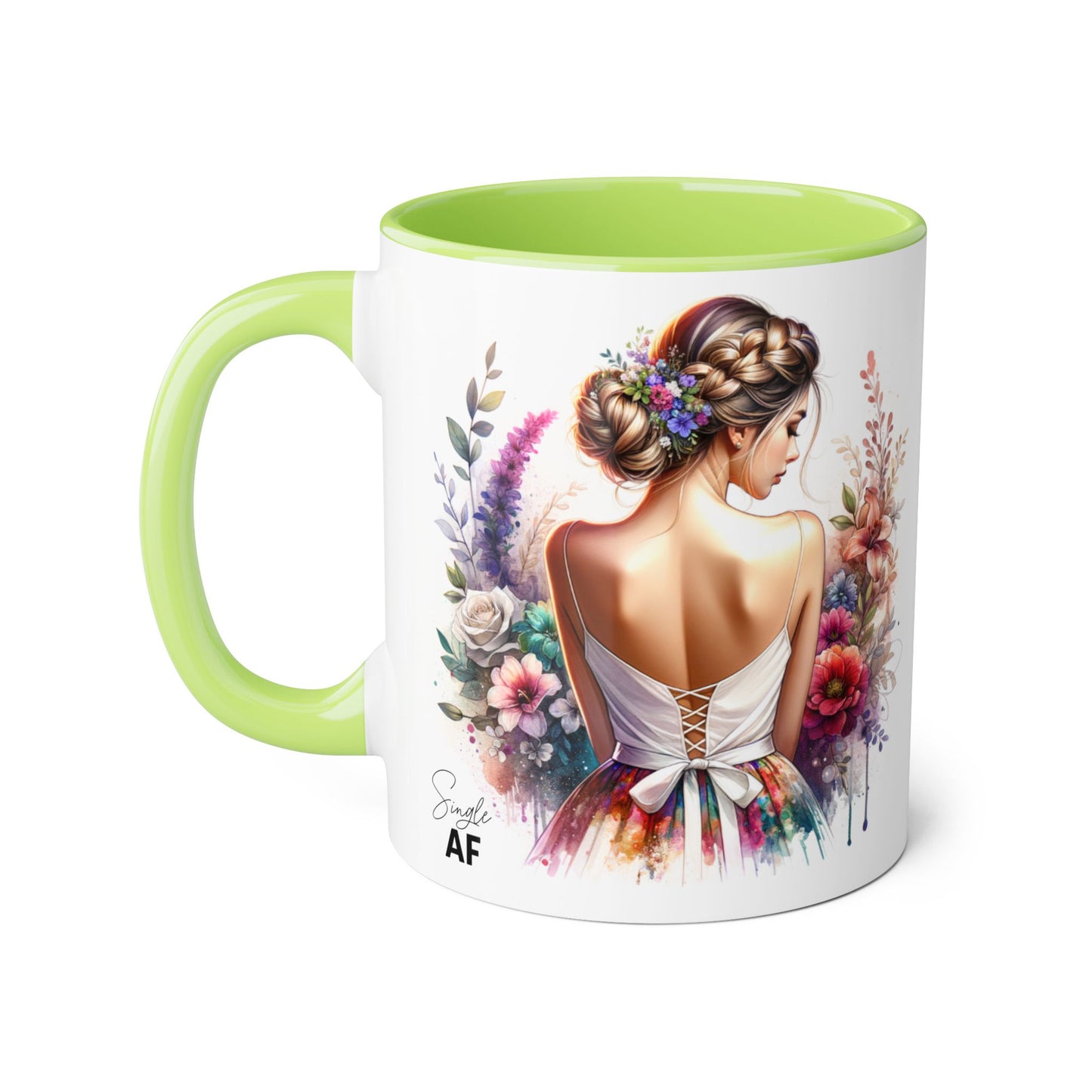 Single AF Floral Elegance Mug, Custom Coffee Cup, Gift for Her, Bridesmaid Present, Artful Design, Home Decor