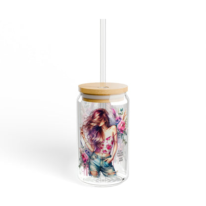 I Am My Own Happily Ever After Floral Sipper Glass, 16oz - Stylish Water Bottle for Everyday Use, Floral Drinkware, Summer Hydration, Eco-friendly Gift, Kitchen [...]