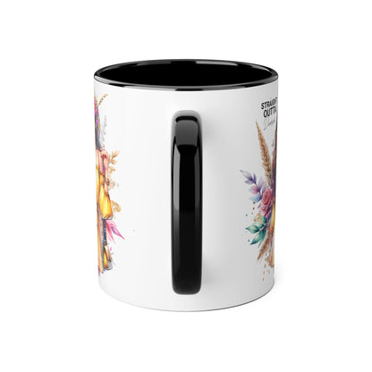 Straight Outta Divorced Humoristic Chic Floral Accent Mug, Stylish Coffee Cup, Trendy Teacup, Unique Gift for Friends, Perfect for Birthdays and Celebrations