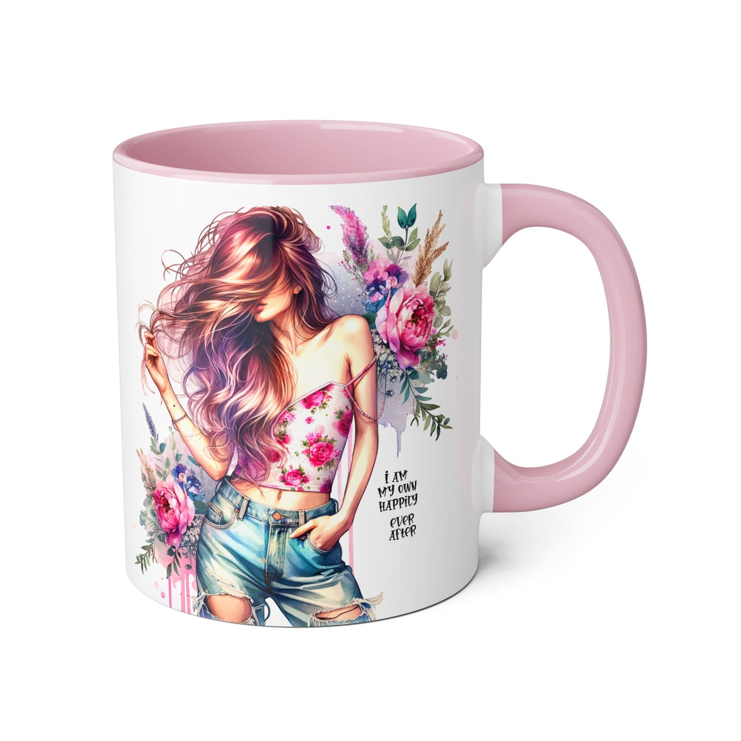 I Am My Own Happily Ever After Floral Beauty Accent Mug - Inspirational Coffee Cup, Gift for Her, Floral Mug, Motivational Drinkware, Cute Kitchen Decor