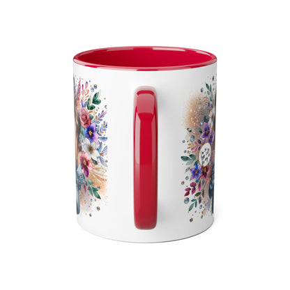 I'm Too Cute For My Ex Floral Accent Mug with Boho Design, Coffee Lover Gift, Tea Cup, Artful Beverage Holder, Personalized Drinkware