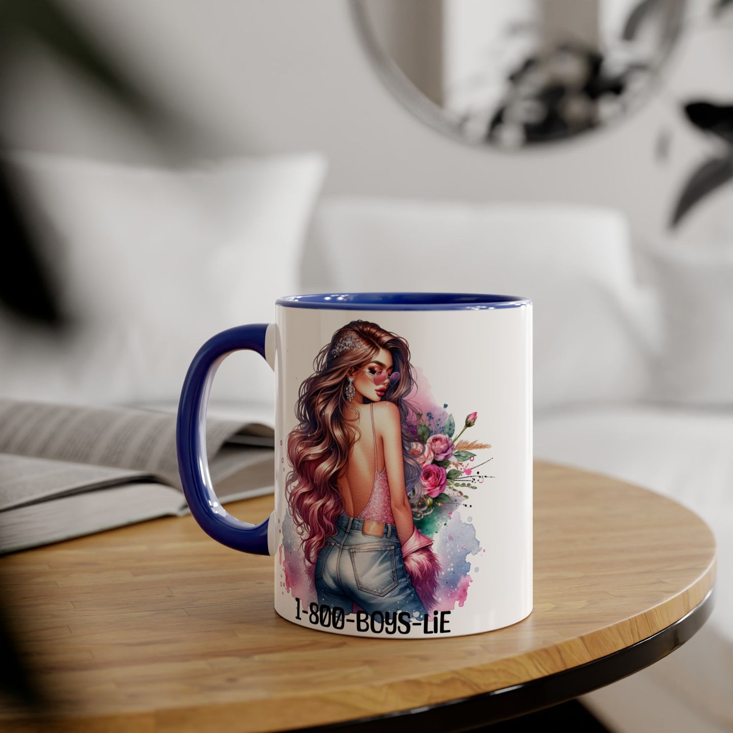 Trendy Coffee Mug with Chic Girl Design - Perfect Gift for Friends, 1-800-Boys-Lie, Cute Floral Mug, Birthday Gift, Coffee Lover, [...]