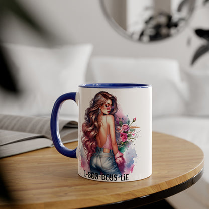 Trendy Coffee Mug with Chic Girl Design - Perfect Gift for Friends, 1-800-Boys-Lie, Cute Floral Mug, Birthday Gift, Coffee Lover, [...]