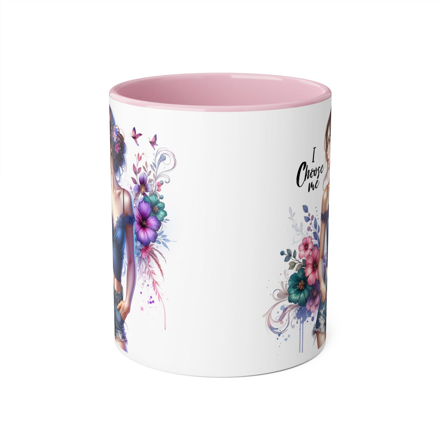 I Choose Me Floral Art Accent Mug, Inspirational Coffee Cup, Gifts for Her, Home Decor, Birthday Present, Self-Care Reminder