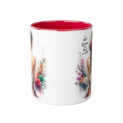 I Hold Grudges, I'll Heal in Hell Floral Art Accent Mug, Coffee Cup Gift, Inspirational Drinkware, Home Decor, Unique Present for Friends