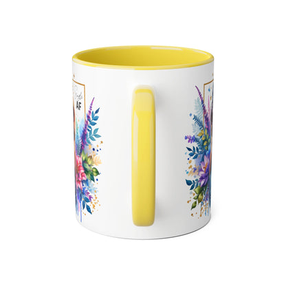 Single AF Vibrant Floral Accent Mug, Coffee Cup for Her, Gift for Friends, Inspirational Kitchen Decor, Unique Art Mug, Stylish Drinkware