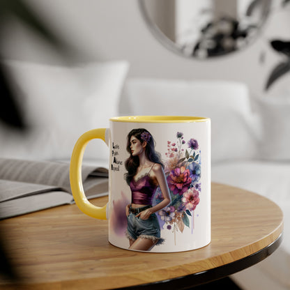 Floral Accent Mug, Personalized Coffee Cup, Artistic Drinkware, Unique Gift for Her, Women's Day Present, Home Decor