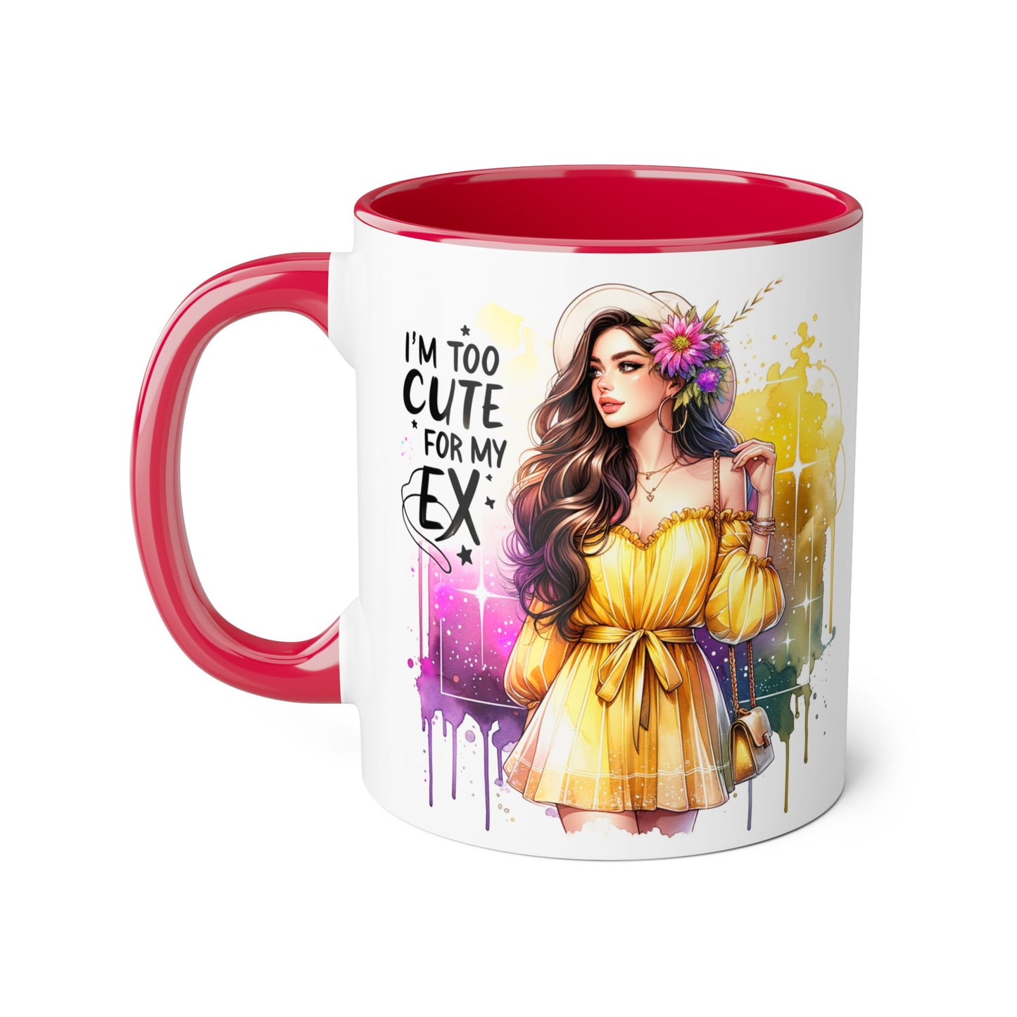 Cute Ex-Related Accent Mugs, 11oz - Quirky Gifts, Funny Coffee Cup, Relationship Humor, Self-Love Mug, Colorful Artwork
