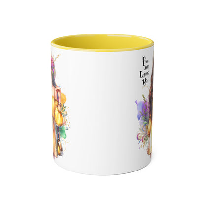 Free and Loving Me Vibrant Accent Mug, Colorful Coffee Cup for Self-Care
