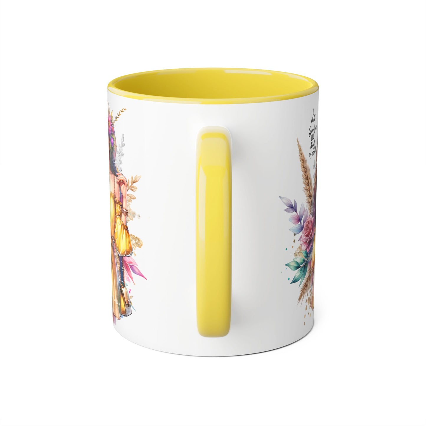 I Hold Grudges, I'll Heal in Hell  Humoristic Bohemian Accent Mug, Colorful Floral Art, Gift for Her, Coffee Lover's Dream, Inspirational Quote