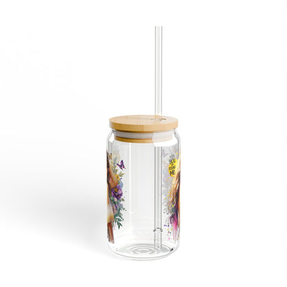 Lost You and Found Me Stylish Sipper Glass, 16oz - Floral Design Drinkware, Perfect for Summer Gatherings, Gift for Friends, Eco-Friendly, Home Decor
