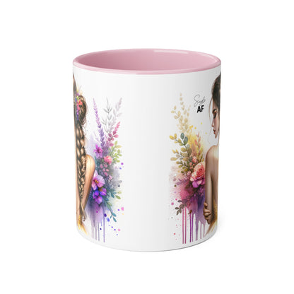 Floral Art Accent Mug, Coffee Cup for Home Decor, Gift for Her, Birthday Present, Inspirational Drinkware
