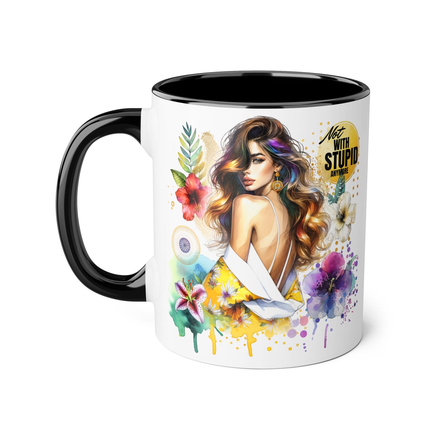 Not With Stupid Anymore Humoristic 11oz Accent Mug