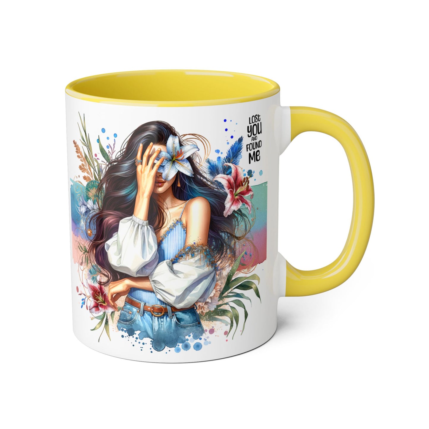 Lost You and Found Me Bohemian Accent Mug | Inspirational Gift for Her | Floral Coffee Cup | Unique Tea Mug | Art Lover's Drinkware