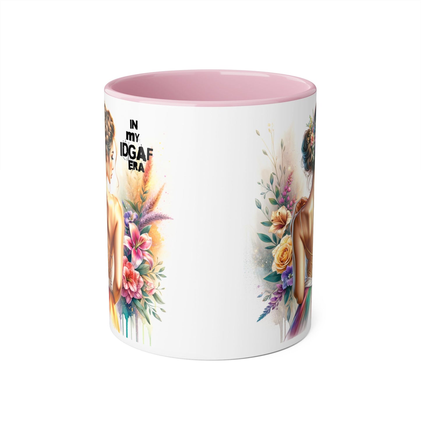 Bold Floral IDGAF Era Mug, Artistic Coffee Cup, Gift for Her, Self-Care, Coffee Lovers, Inspirational Drinkware