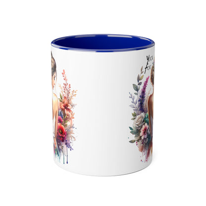 Yuck Fou Floral Artwork Accent Mug, 11oz Coffee Mug, Unique Gift for Her, Bohemian Style Mug, Personalized Coffee Cup
