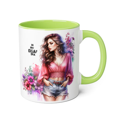 Floral IDGAF Accent Mug - Coffee Cup, Gift for Her, Trendy Mug, Unique Kitchen Decor, Flower Design