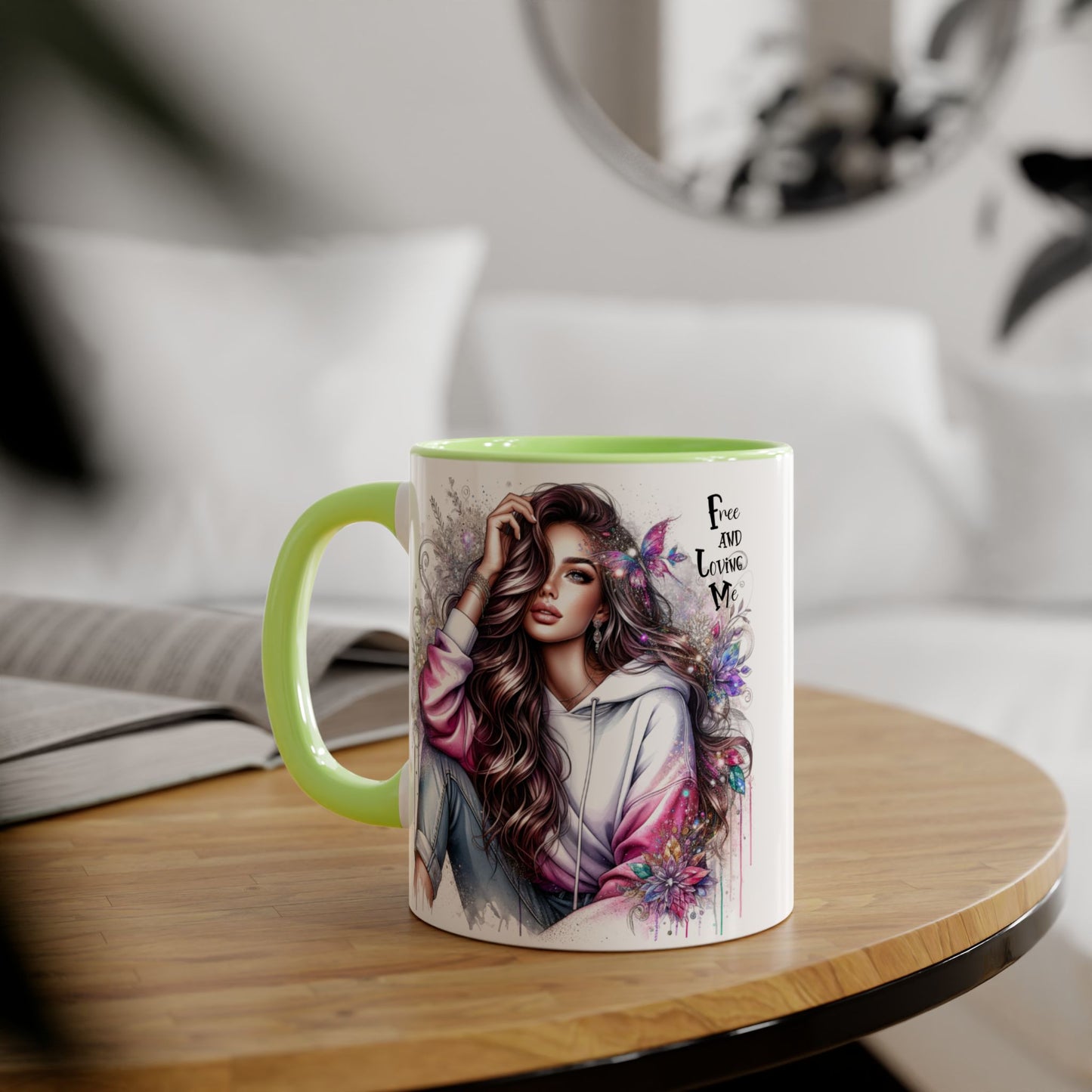 Bohemian Accent Mug - Free and Loving Me, Coffee Lover Gift, Artistic Drinkware, Unique Home Decor, Inspirational Mug