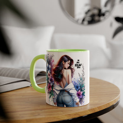 Floral Graphic Accent Mug, Gift for Her, Coffee Tea Mug, Unique Housewarming Present, My IDGAF Era