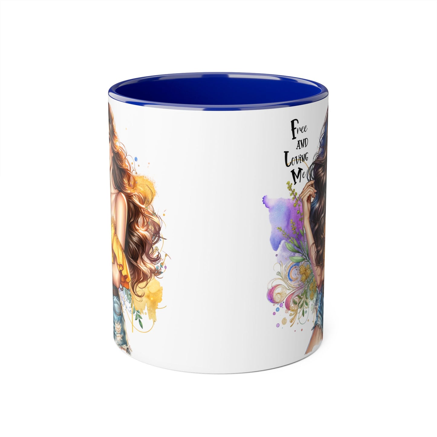 Free Spirit Accent Mug, Boho Coffee Cup, Inspirational Gift, Art Lover's Mug, Unique Home Decor, Stylish Drinkware