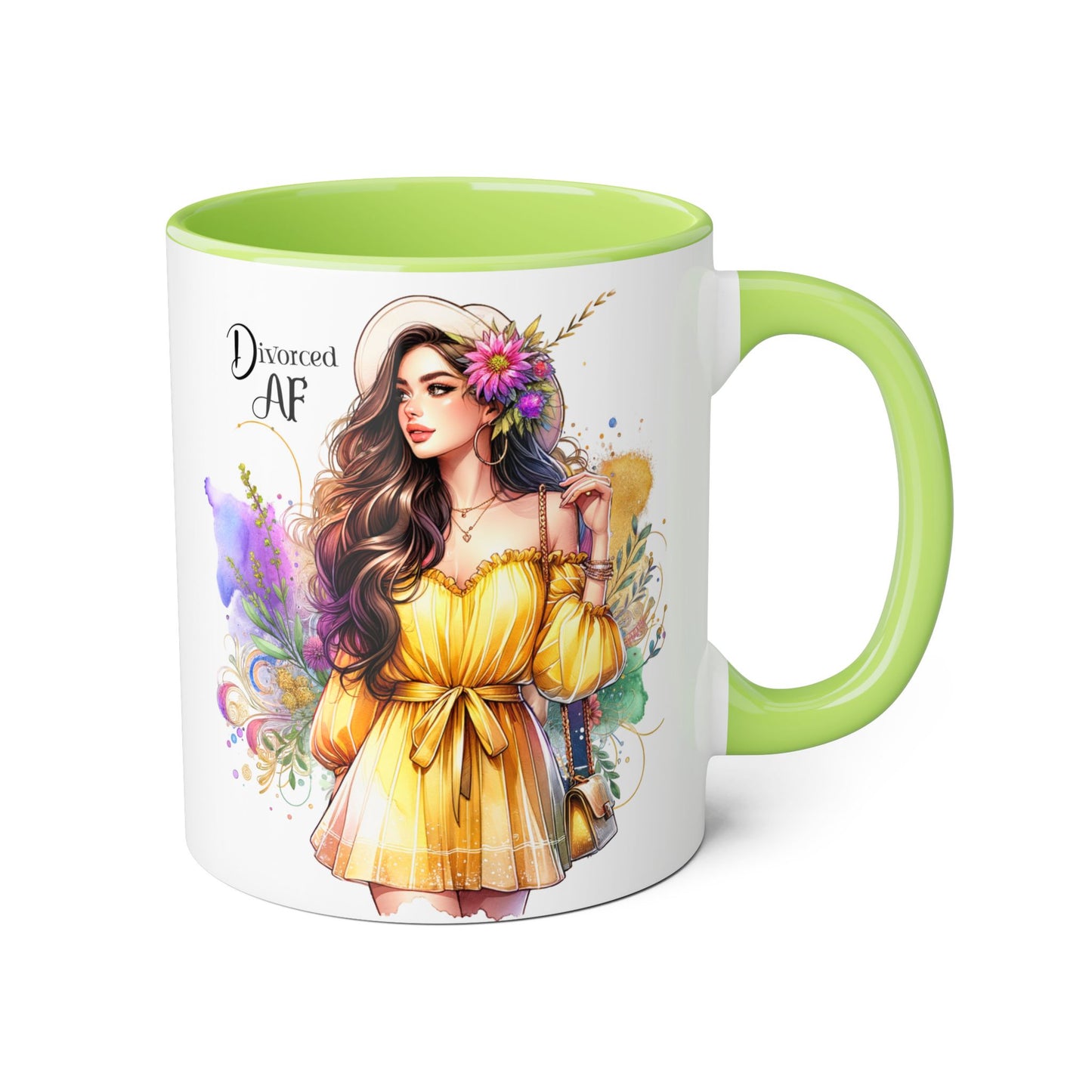 Divorced AF Accent Mug - Motivational Coffee Cup for Her, Gift for Newly Divorced Friends, Therapist Gift, Inspirational Drinkware