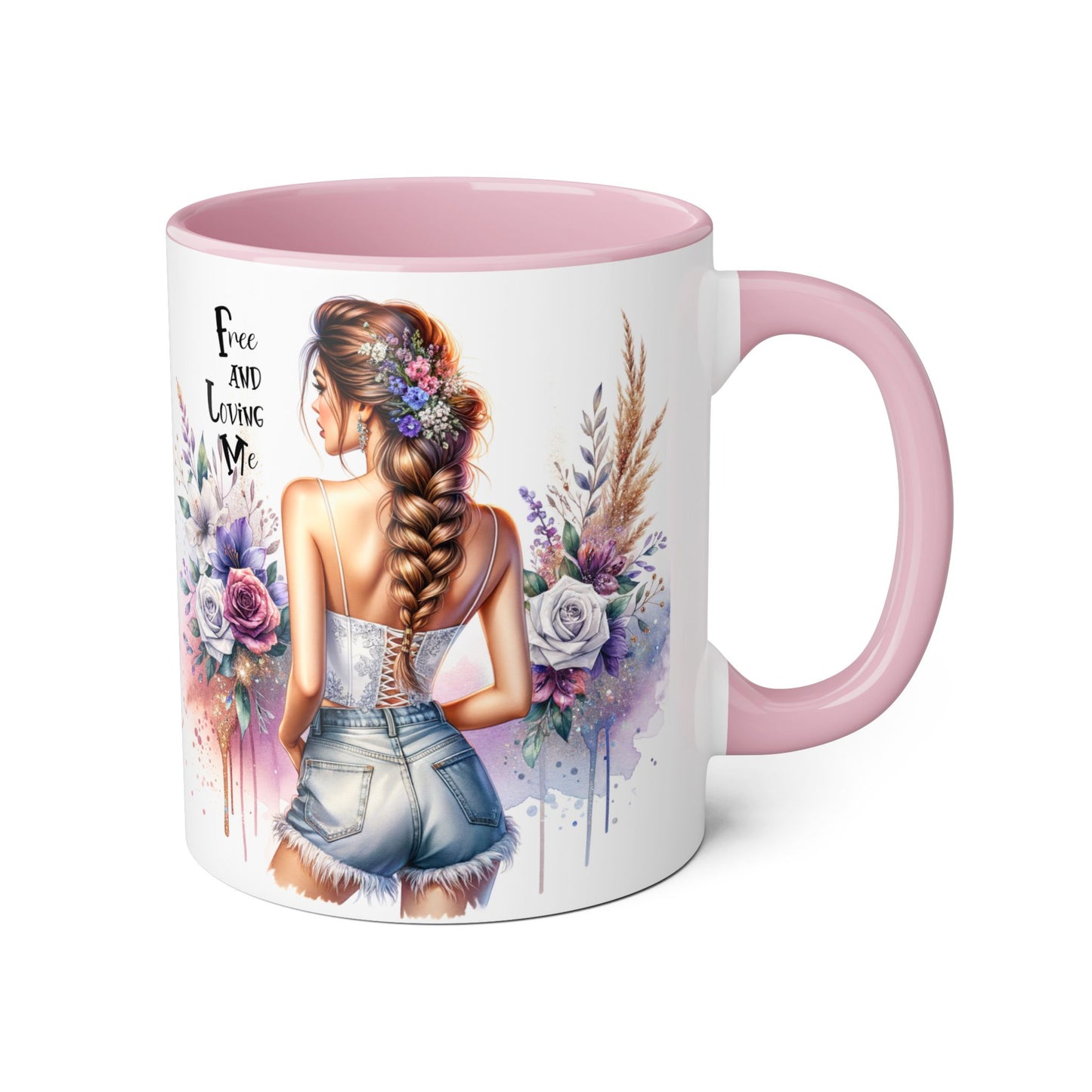 Free and Loving Me Chic Floral Accent Mug - Perfect Gift for Nature Lovers, Coffee Drinkers, Home Decor, Inspirational, Mother’s Day