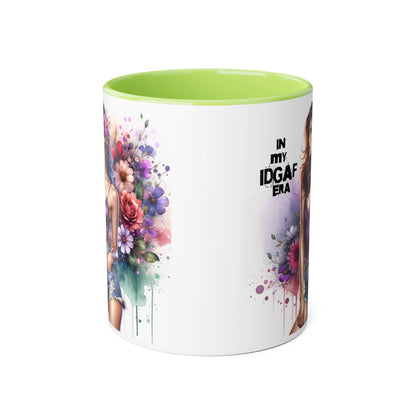 Colorful Floral IDGAF Mug, Inspiring Coffee Cup, Gift for Her, Sassy Drinkware, Unique Floral Mug, Birthday Gift