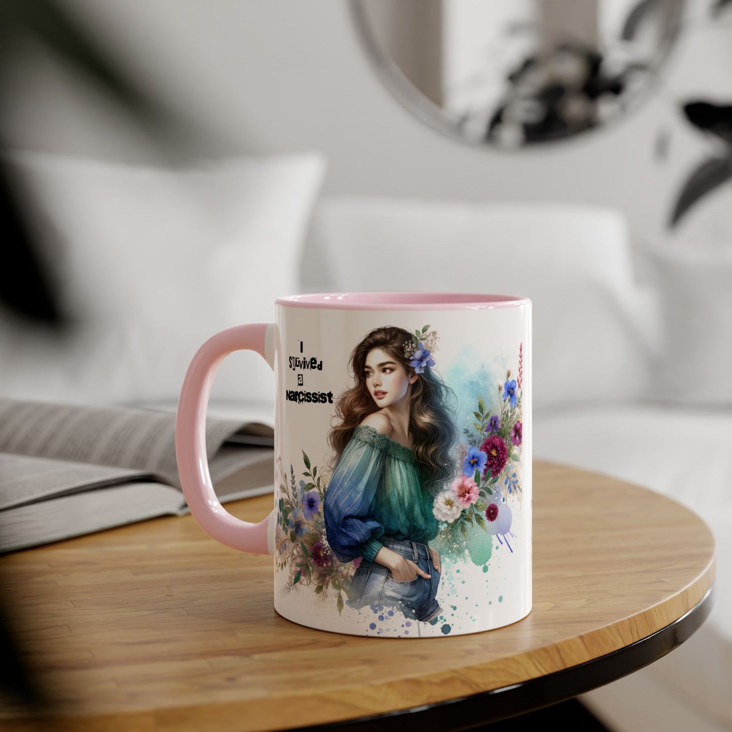 Survivor Accent Mug, Inspirational Gift Mug, Unique Art Coffee Cup, Self-Care Mug for Her, Perfect for Friendship, Recovery Gift
