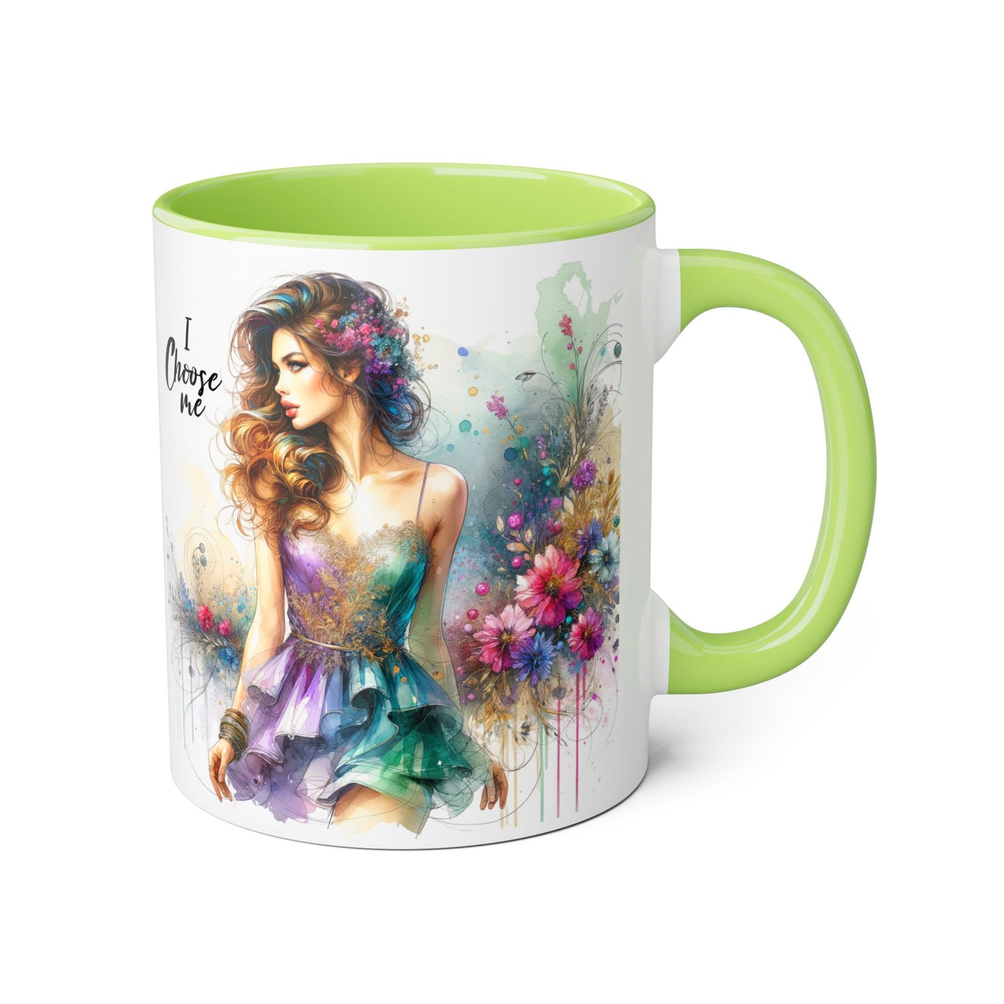 I Choose Me Empowerment Accent Mug - I Choose Me, Inspirational Coffee Cup, Self-Love Gift, Women’s Empowerment, Floral Décor, Motivational Drinkware