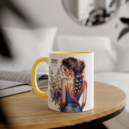 Straight Outta Divorced Humoristic Floral Art Coffee Mug, Gift for Her, Unique Coffee Cups, Floral Mugs for Any Occasion
