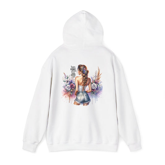 I Don`t Make Mistake, I Just Date Them Floral Art Hoodie with Inspirational Quote, Cozy Sweatshirt, Gift for Her, Spring Fashion, Casual Wear, Relaxed Style