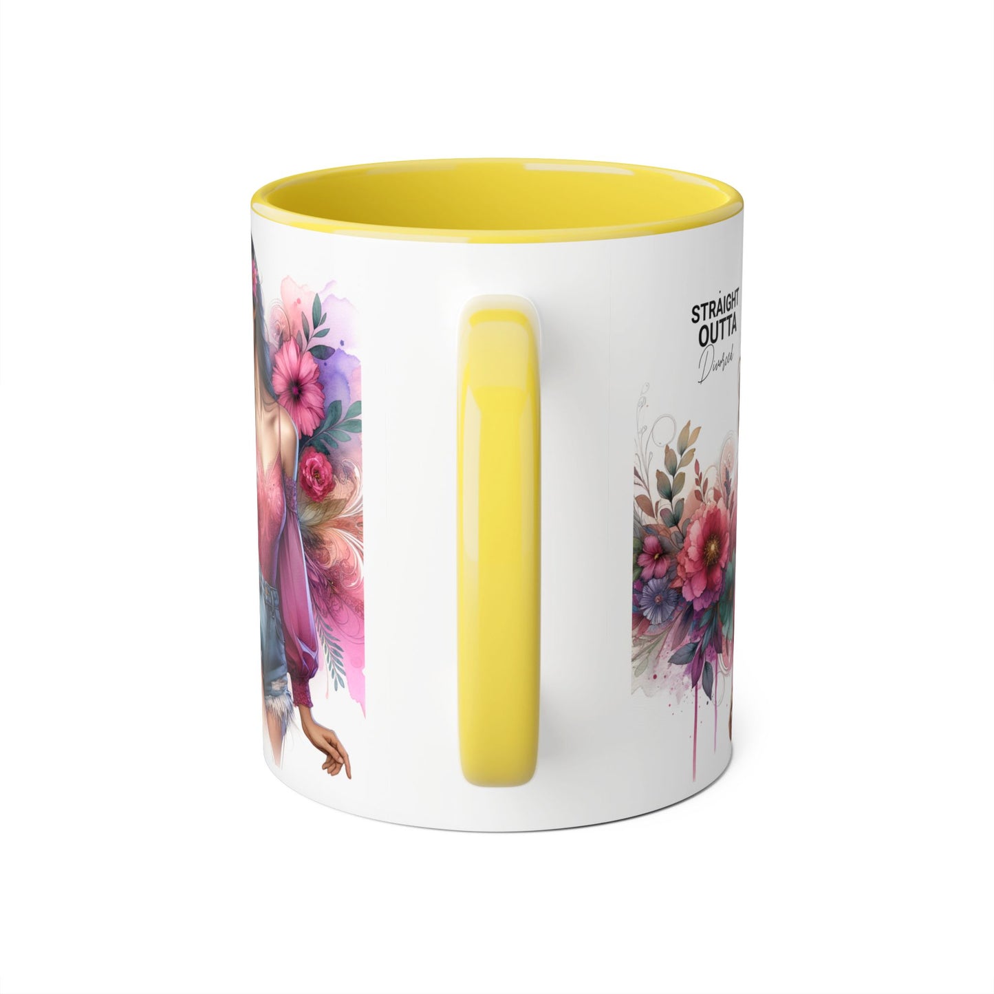 Straight Outta Divorced Humoristic Stylish Accent Mug, Floral Coffee Cup, Gifts for Her, Straight Outta, Unique Art Mug, Home Decor, Birthday Present