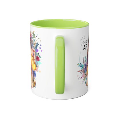 Single AF Floral Accent Mug - Perfect Gift for Singles, Cute Coffee Cup for Friends, Birthday or Self-Care Treat