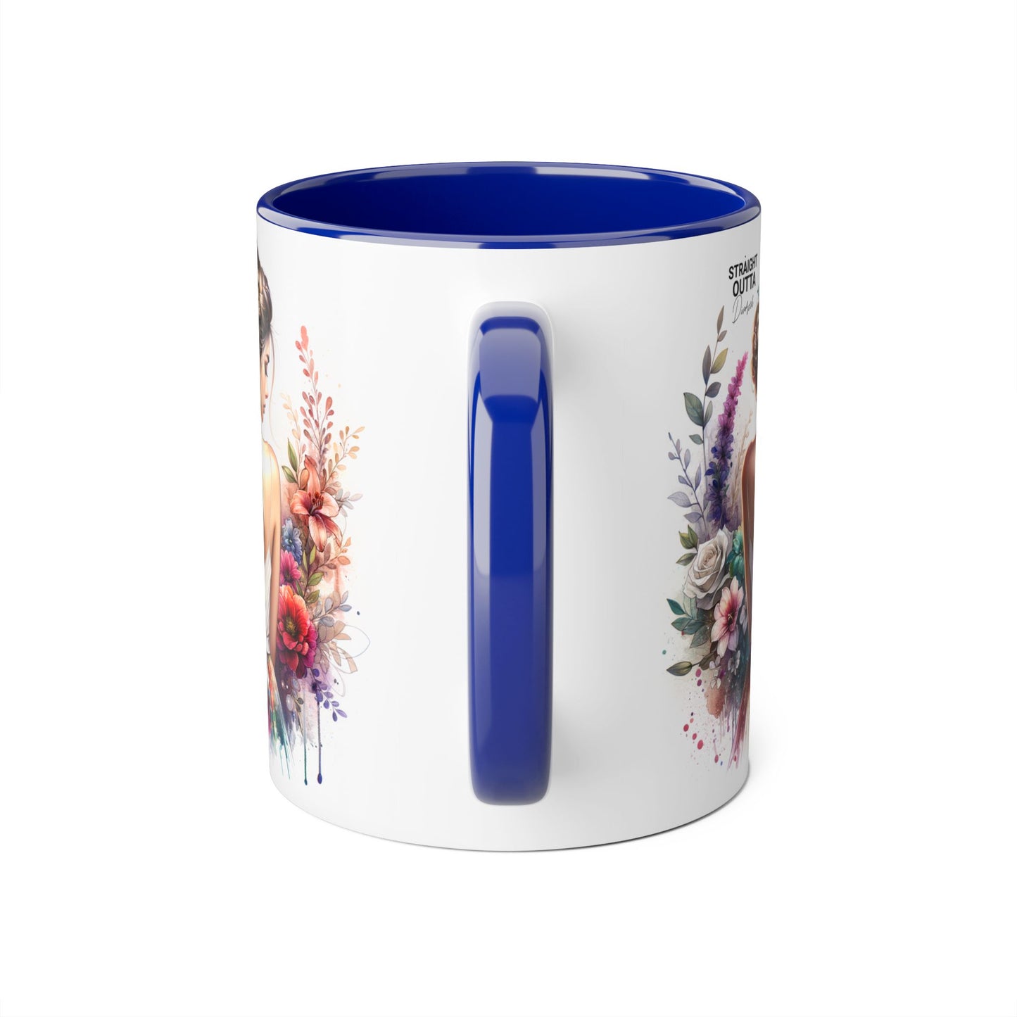 Straight Outta Divorced Humoristic Boho Floral Accent Mug, Inspirational Gift, Coffee Lover's Cup, Unique Art Mug, Straight Outta Beautiful, Personalized Drinkware