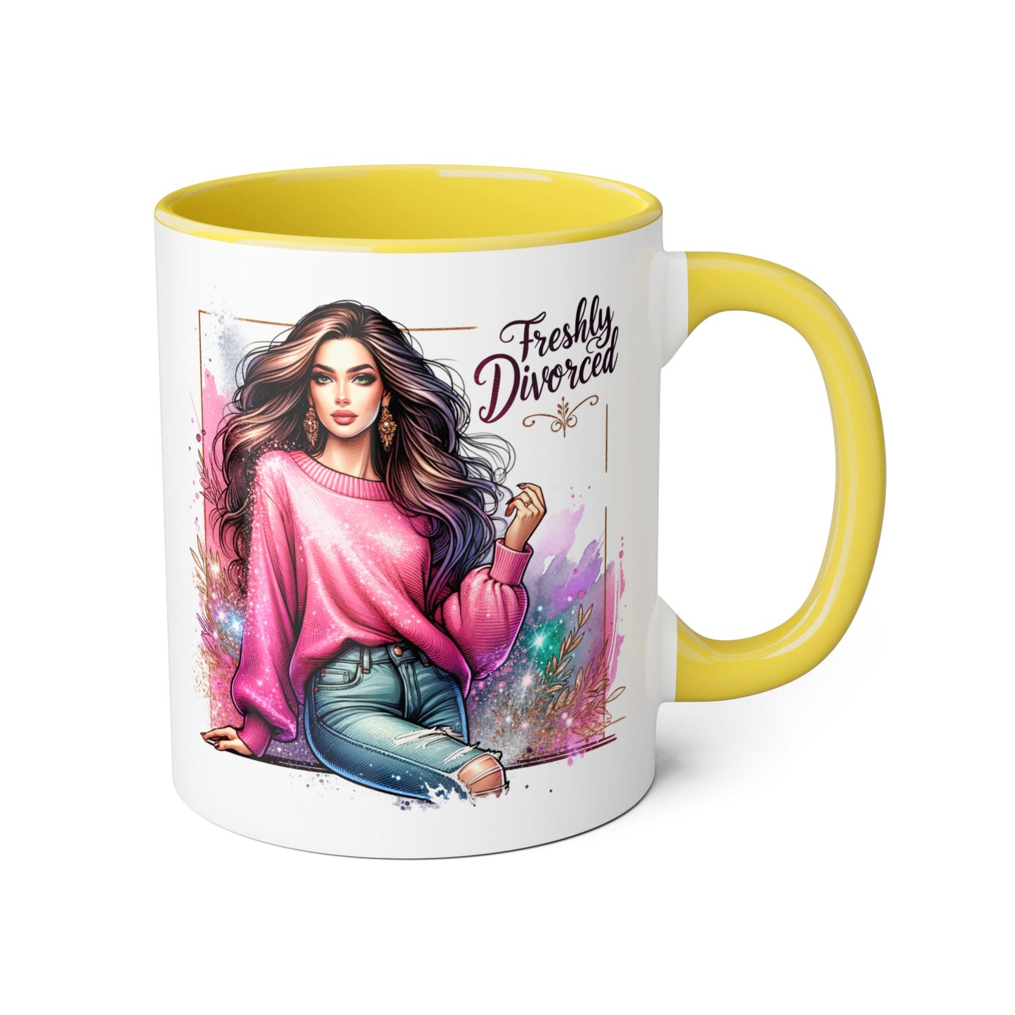 Freshly Divorced Accent Mug | Empowering Coffee Cup for Newly Single | Celebrate New Beginnings | Humorous Gift for Friends | Divorce [...]