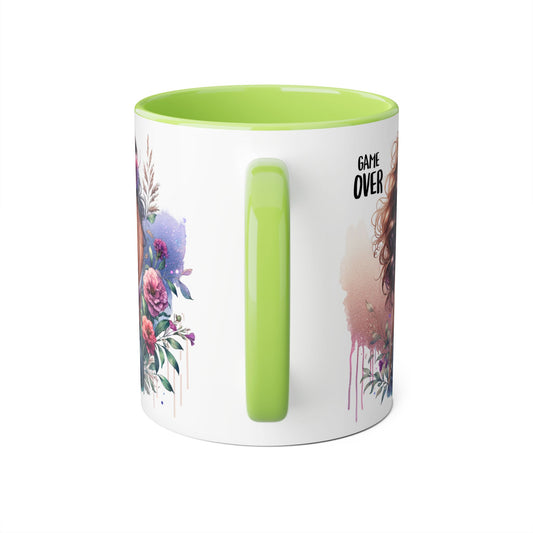 Boho Chic Accent Mug - Perfect Gift for Coffee Lovers, Home Decor, Floral Art, Unique Design, Game Over Theme