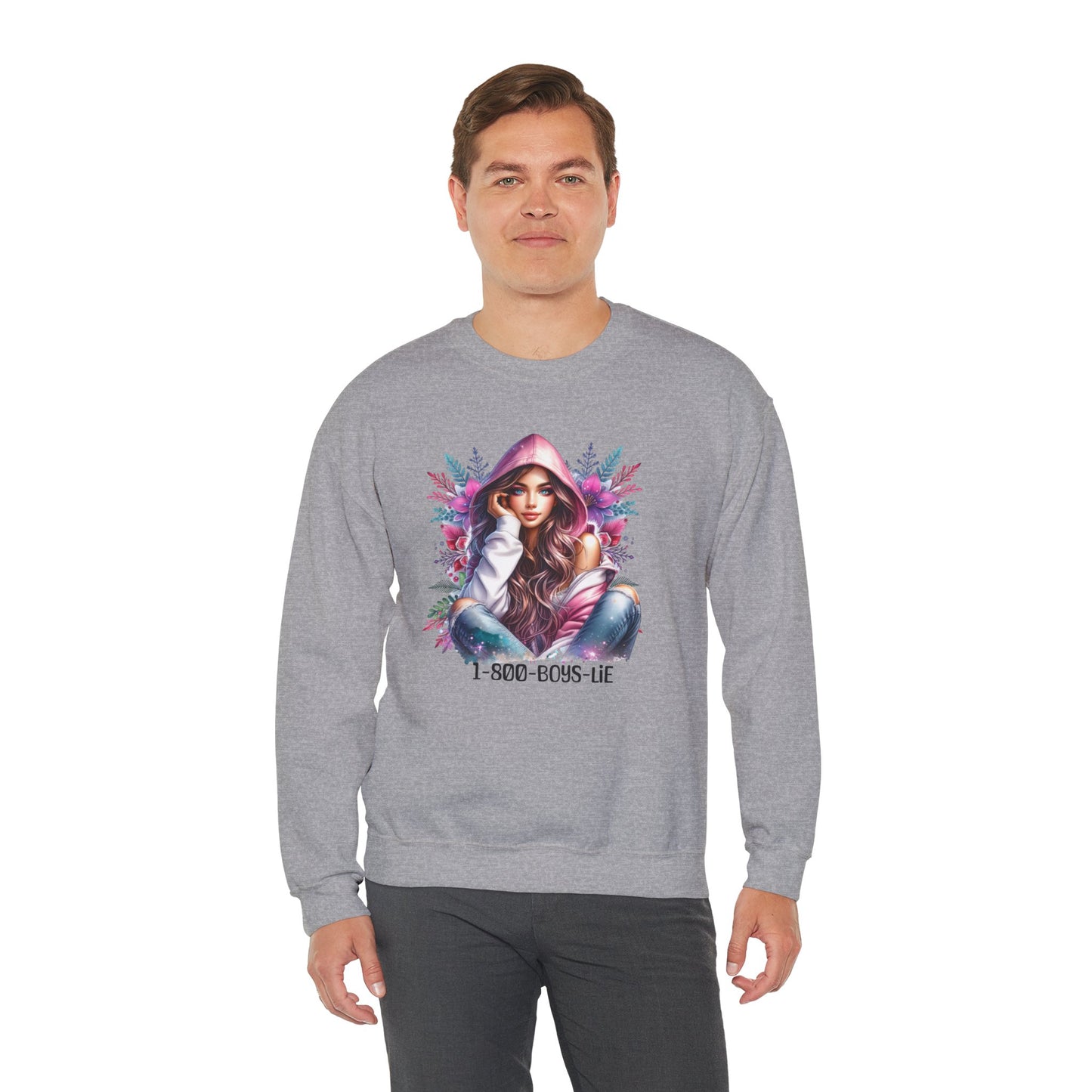1-800-Boys-Lie Chic Floral Sweatshirt, Cozy Crewneck, Fall Fashion, Gift for Her, Self-Care Sweater, Cute Relaxed Fit