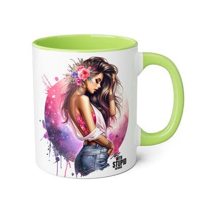Not With Stupid Anymore Humoristic Artistic Accent Mug - Unique Drinkware for Art Lovers, Perfect Gift for Birthdays, Holidays, or Just Because