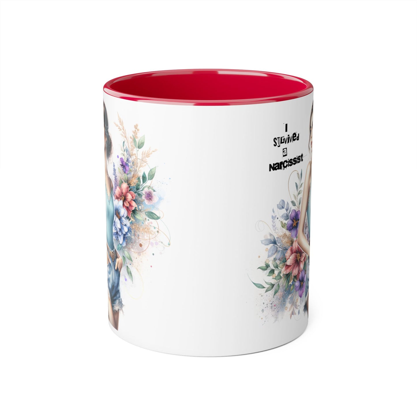 Narcissist Accent Mug, Unique Coffee Cup Gift, Floral Design Mug, Perfect for Self-Care Lovers, Inspirational Drinkware