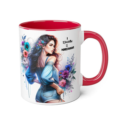 Bold Floral Accent Mug, 11oz - Perfect Gift for Coffee Lovers, Home Decor, Birthday Present, self-care gift, Inspirational Quote Mug