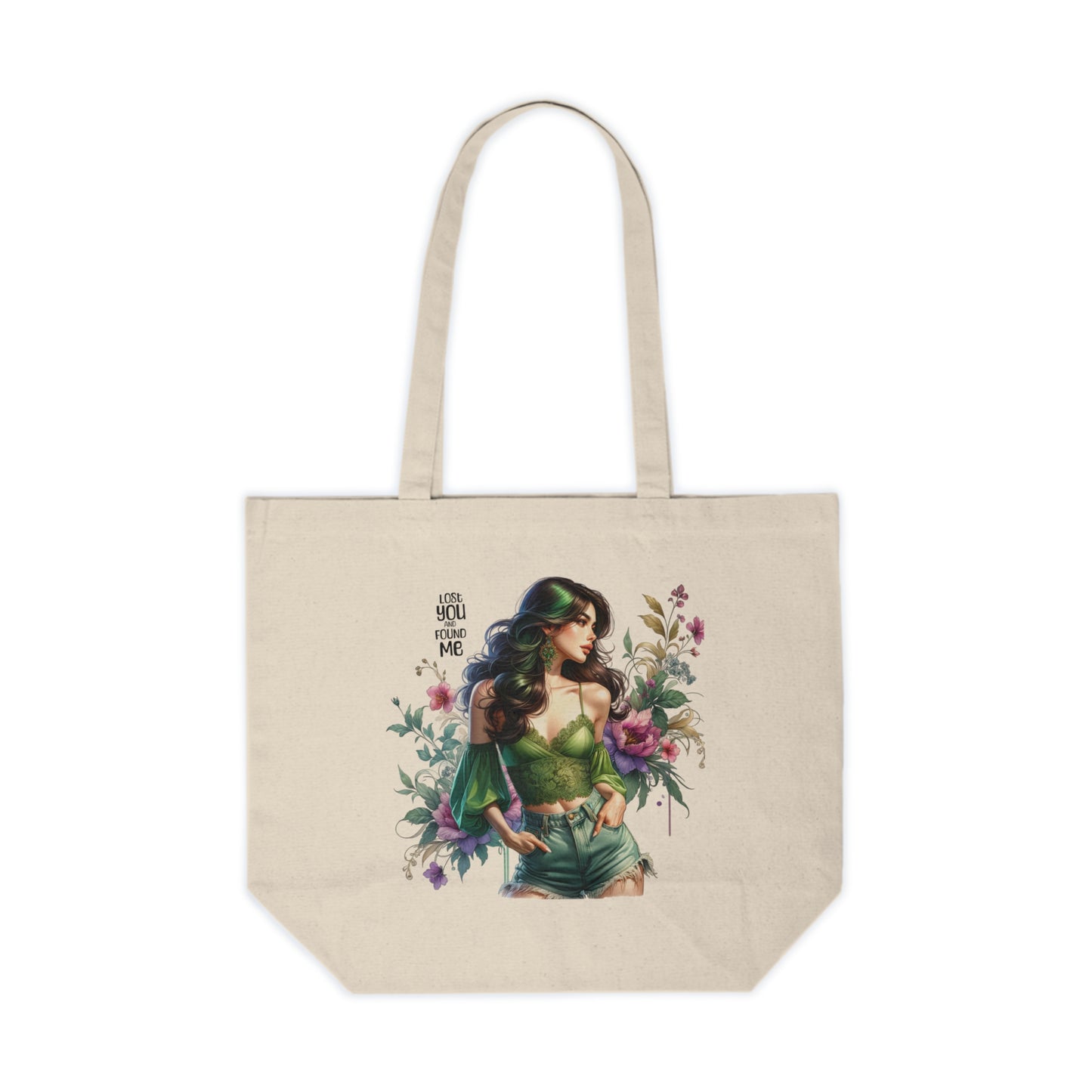 Lost You and Found Me Wonder Woman Canvas Shopping Tote, Eco-Friendly Tote Bag, Gift for Her, Floral Tote, Market Bag, Inspirational Tote