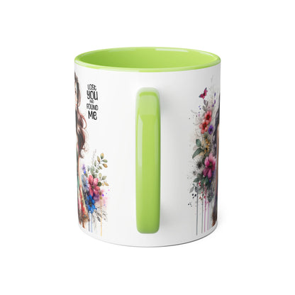 Lost You and Found Me Floral Accent Mug, Coffee Cup Gift for Her, Inspirational Drinkware, Home Decor, Birthday Present