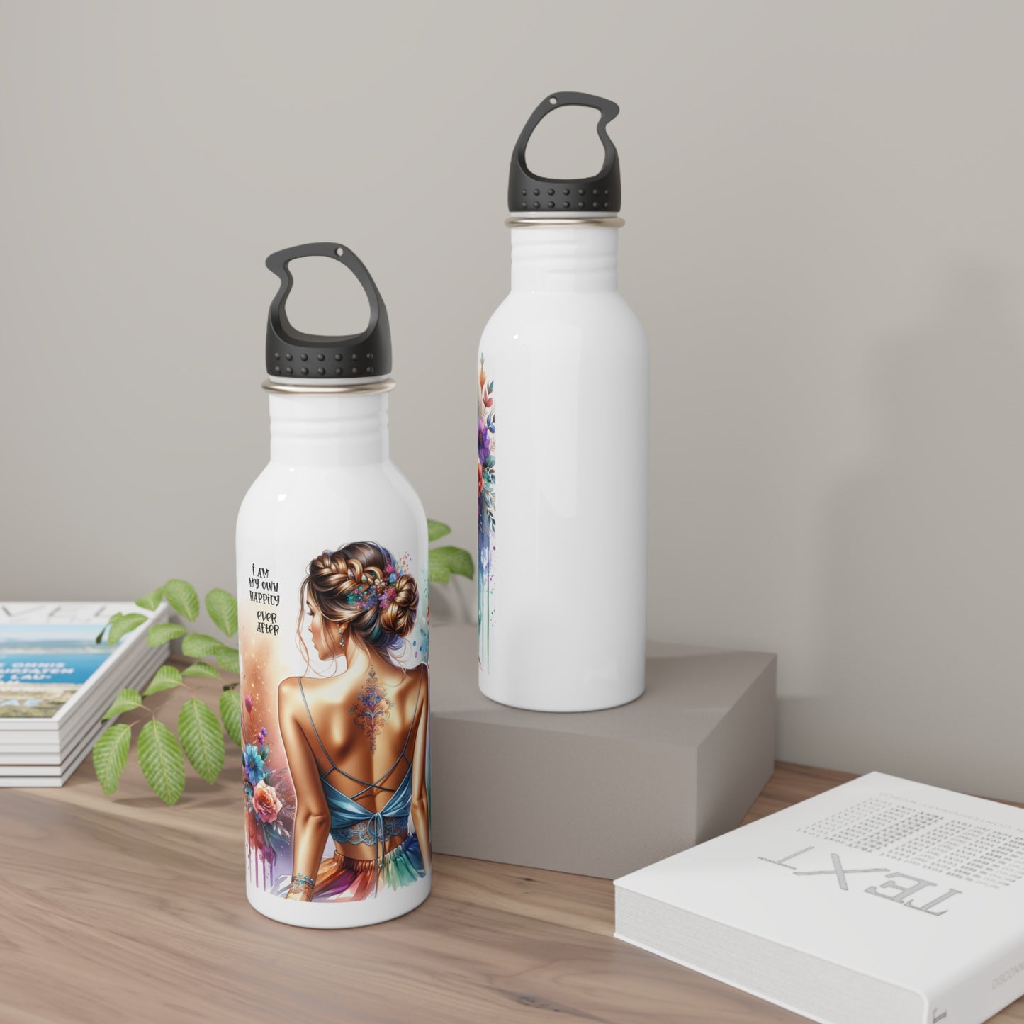 I Am My Own Happily Ever After Floral Inspirational Stainless Steel Water Bottle - Eco-Friendly Outdoor Drinkware