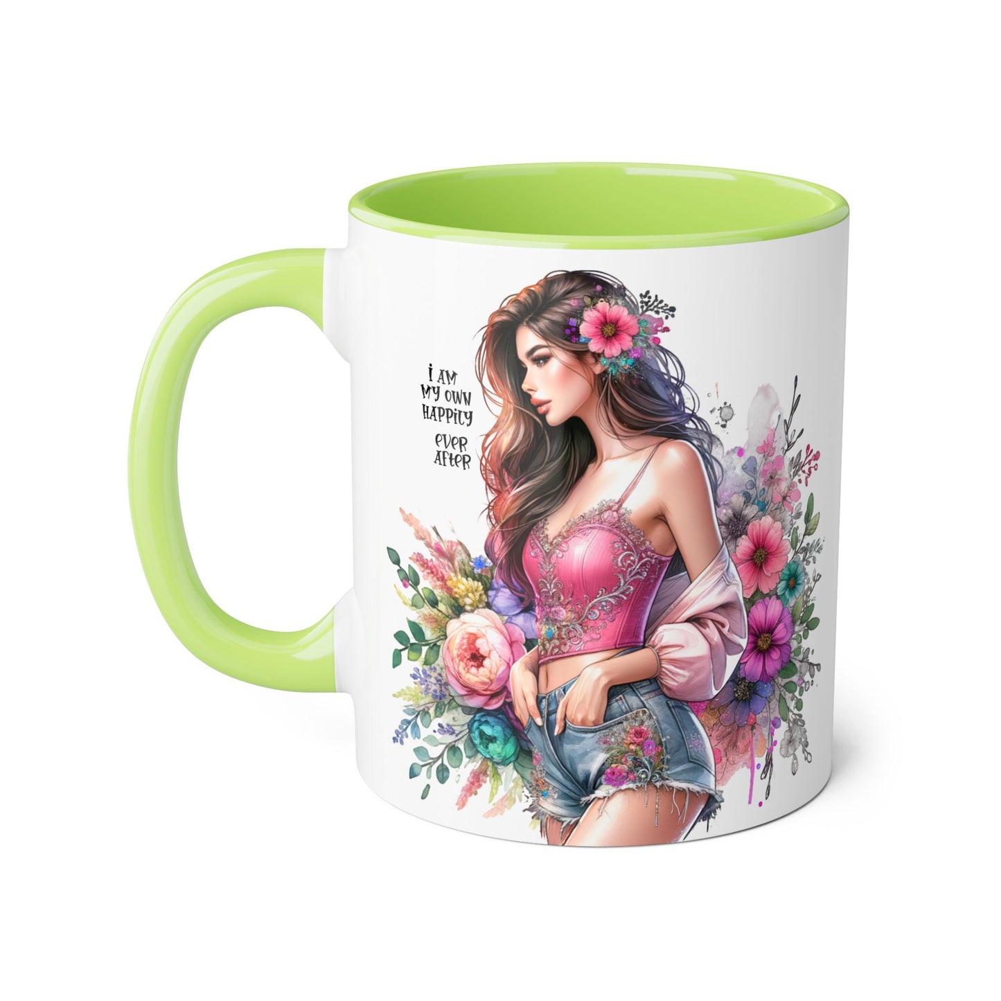 I Am My Own Happily Ever After Empowered Floral Accent Mug - 11oz with Inspirational Quote